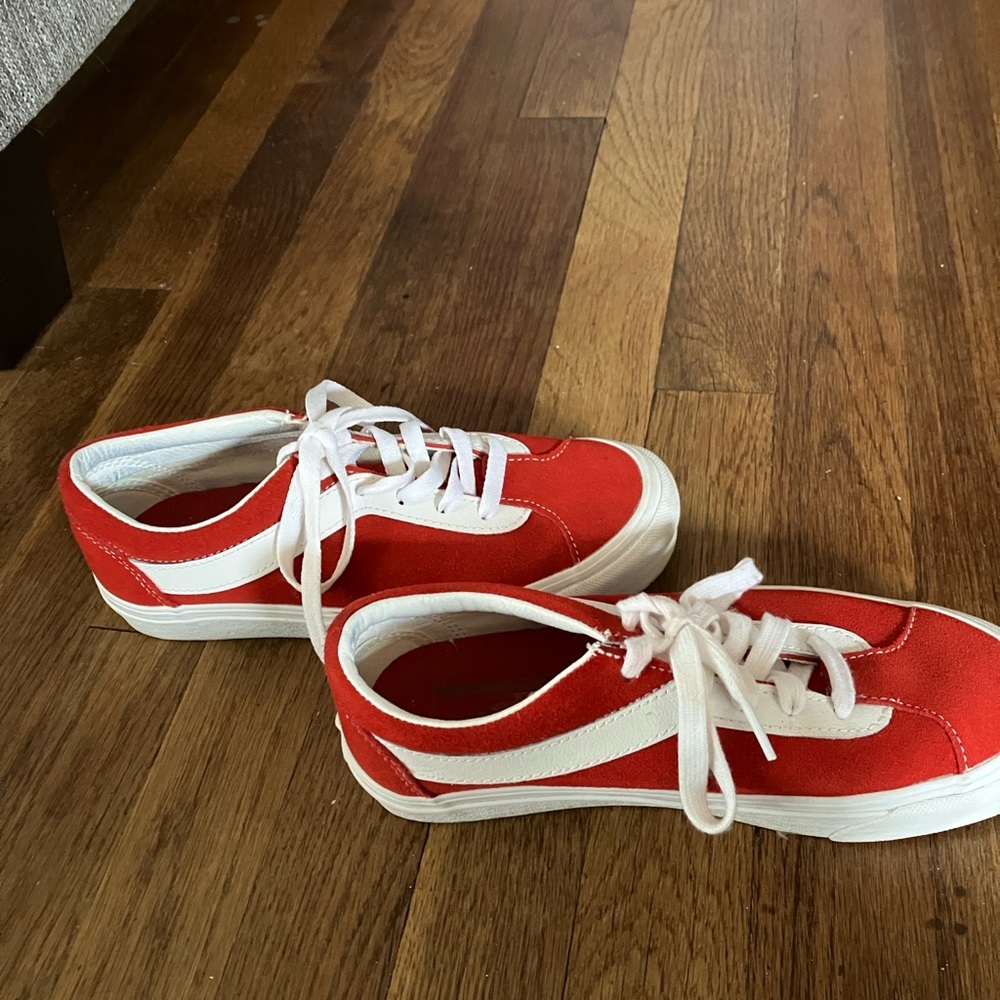 Vans Old Skool Women's Size 6 -Men 4.5- Red White Skate Shoes Suede Sneakers